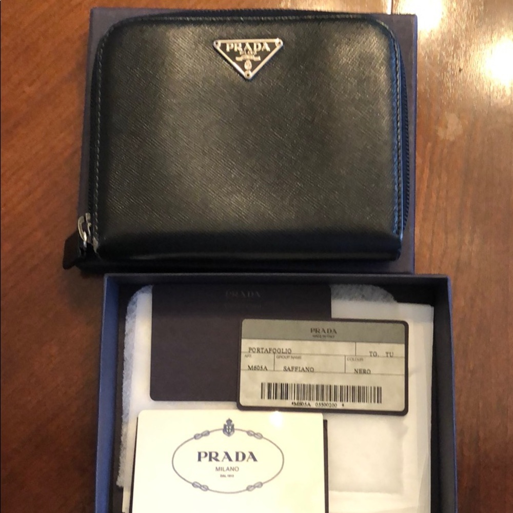 Black Prada saffiano leather wallet